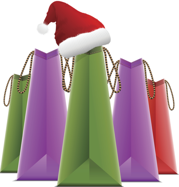 Transparent Paper Shopping Bag Pink Purple for Christmas