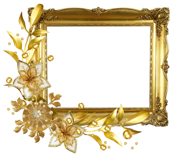 Transparent Flower Drawing Gold Picture Frame Rectangle for Christmas