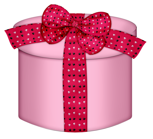 Transparent Box Gift Ribbon Pink Pattern for Christmas
