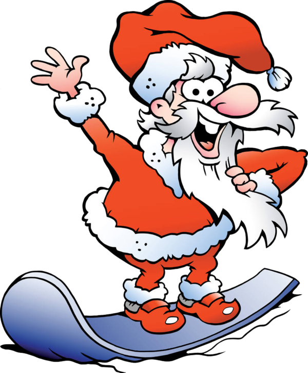 Transparent Santa Claus Snowboarding Cartoon Point Area for Christmas