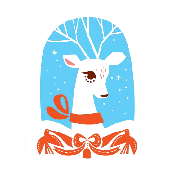 Transparent Deer Snow Drawing Blue Area for Christmas