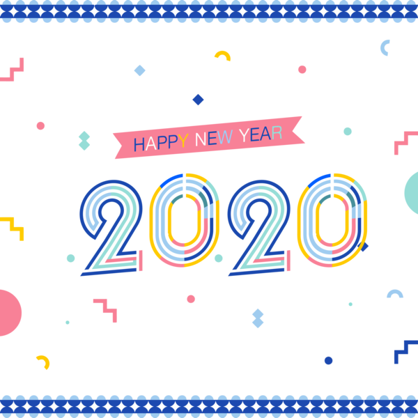 Transparent New Year Text Font Blue for Happy New Year 2020 for New Year
