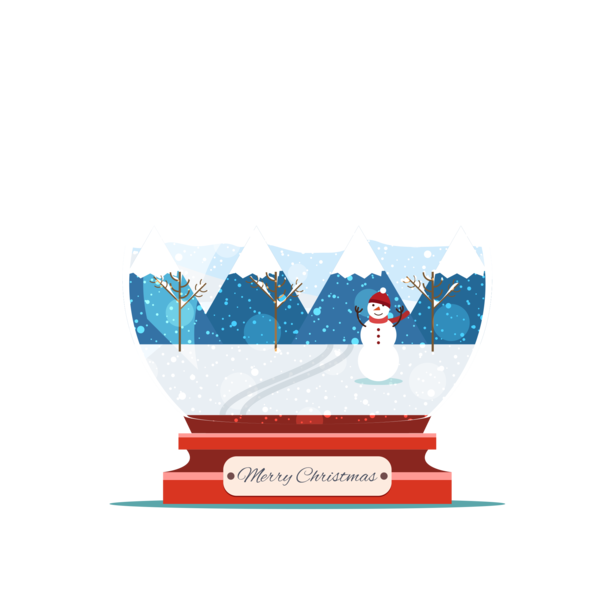 Transparent Snow Snow Globe Snowman Blue Text for Christmas