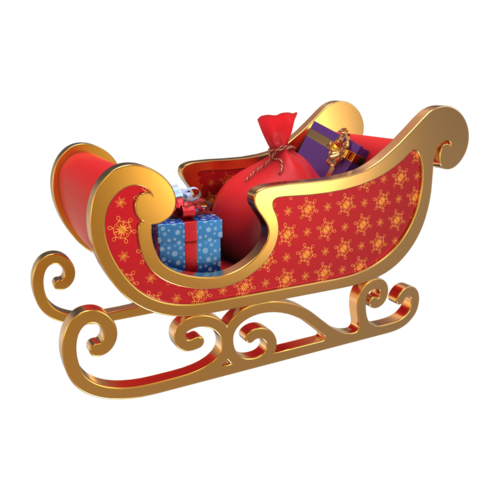 Transparent Santa Claus Sled 3d Computer Graphics Toy for Christmas
