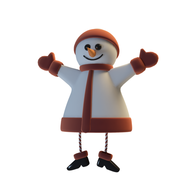 Transparent Cartoon Snowman 3d Computer Graphics Figurine for Christmas