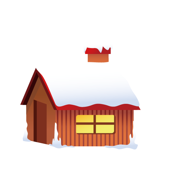 Transparent Snow Winter Cartoon Angle House for Christmas