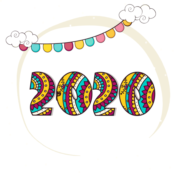 Transparent New Year Text Circle Font for Happy New Year 2020 for New Year