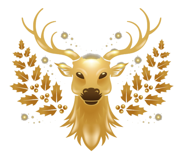 Transparent Reindeer Deer Gold Head for Christmas