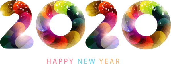 Transparent New Year Colorfulness Material property Font for Happy New Year 2020 for New Year