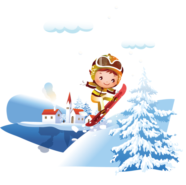 Transparent Skiing Cartoon Model Sheet Snowman Play for Christmas