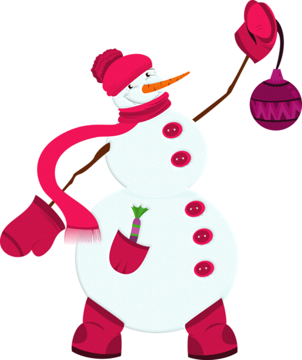Transparent Snowman Christmas Cartoon Pink Heart for Christmas