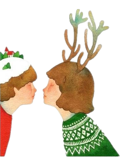 Transparent Watercolor Painting Creative Work Love Reindeer Deer for Christmas