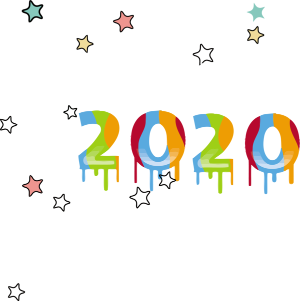 Transparent New Year Text Line Font for Happy New Year 2020 for New Year