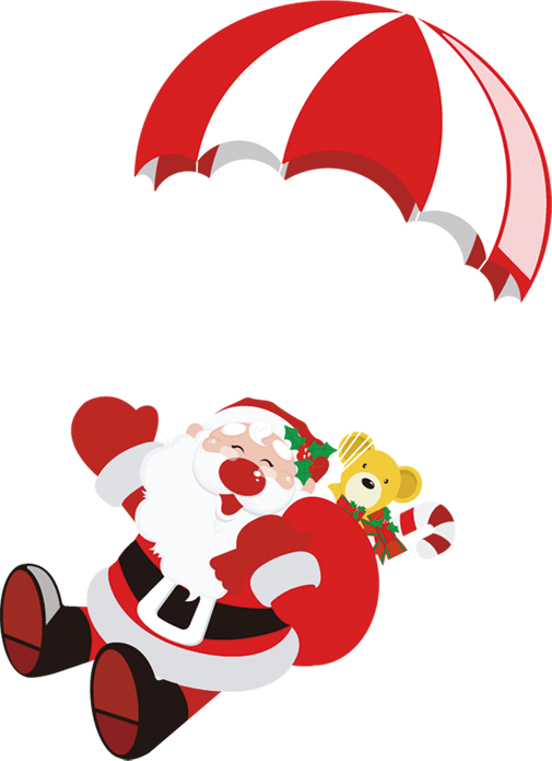 Transparent Santa Claus Christmas Parachute Heart Area for Christmas