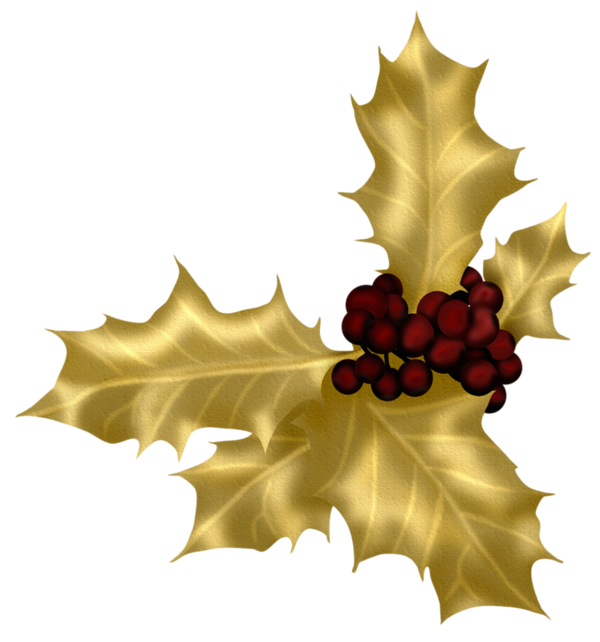 Transparent Christmas Gold Drawing Plant Leaf for Christmas