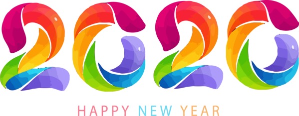 Transparent New Year Text Font Logo for Happy New Year 2020 for New Year