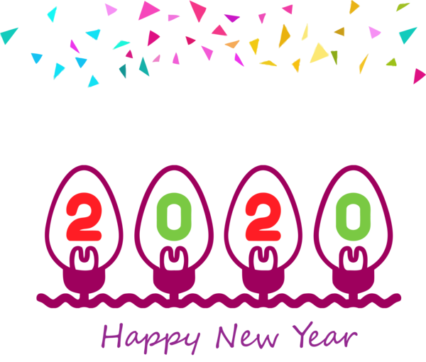 Transparent New Year Text Pink Font for Happy New Year 2020 for New Year