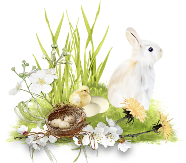 Transparent Easter Scrapbooking Christmas Flower Hare for Easter