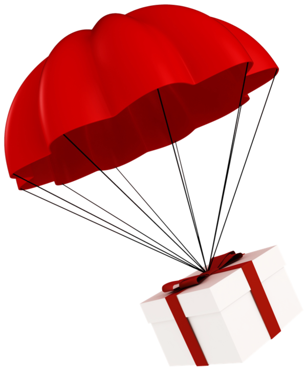 Transparent Parachute Parachuting Gift Red for Christmas