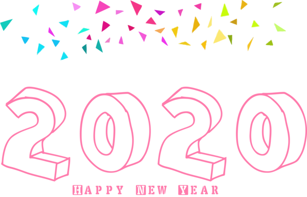 Transparent New Year Text Font Pink for Happy New Year 2020 for New Year