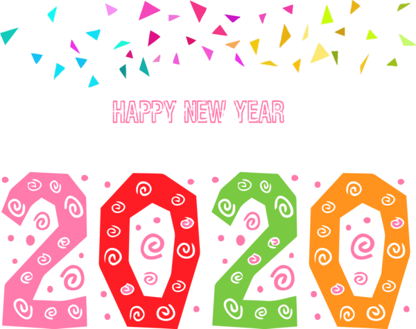 Transparent New Year Text Pink Font for Happy New Year 2020 for New Year