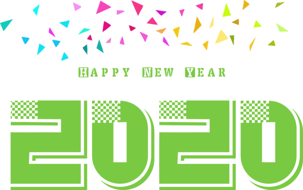 Transparent New Year Text Green Line for Happy New Year 2020 for New Year