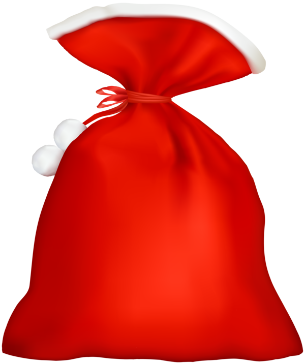 Transparent Santa Claus Bag Log Cabin Hat Red for Christmas