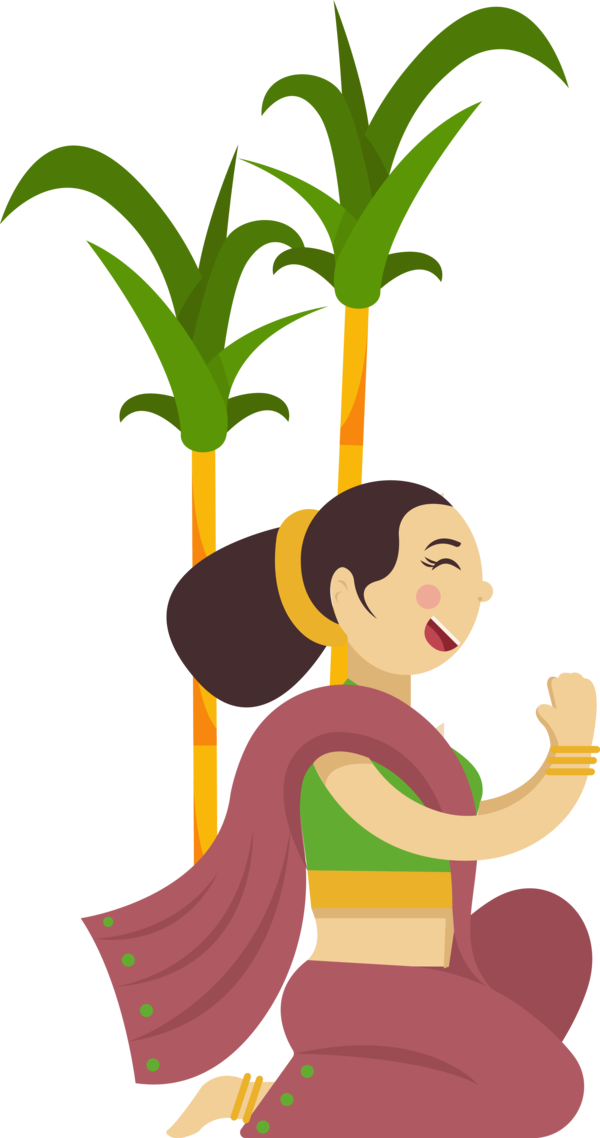 Transparent Pongal Green Cartoon Plant for Thai Pongal for Pongal