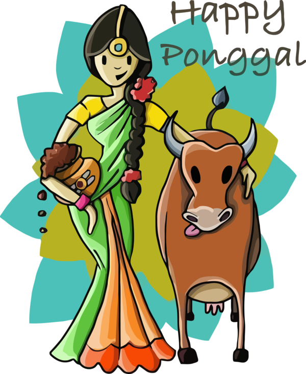 Transparent Pongal Cartoon Bovine for Thai Pongal for Pongal