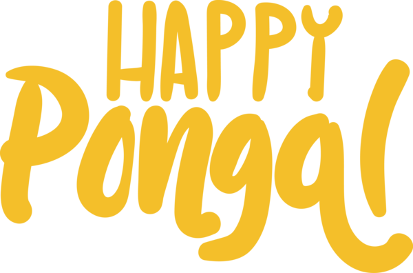 Transparent Pongal Text Font Yellow for Thai Pongal for Pongal