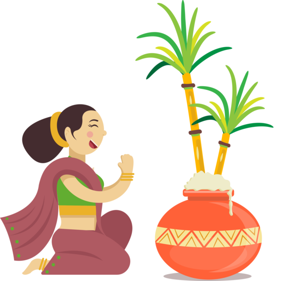 Transparent Pongal Flowerpot Houseplant Palm tree for Thai Pongal for Pongal