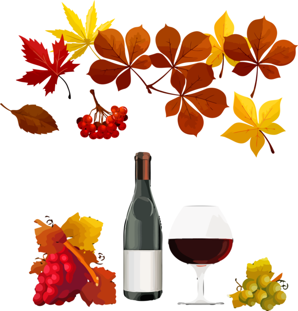 Transparent Thanksgiving Bottle Wine bottle Leaf for Harvest for Thanksgiving