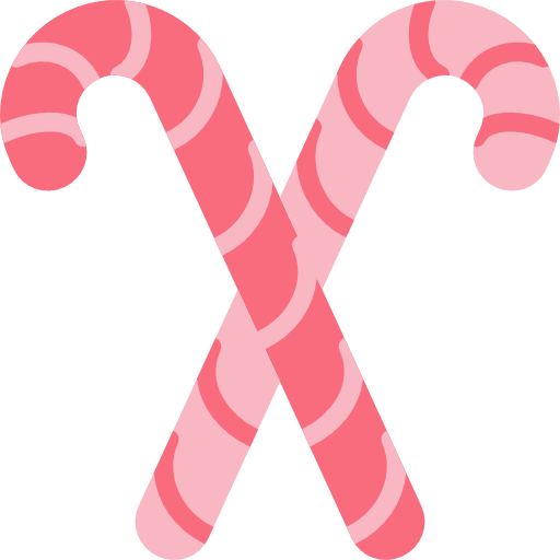 Transparent Candy Cane Polkagris Candy Pink Text for Christmas