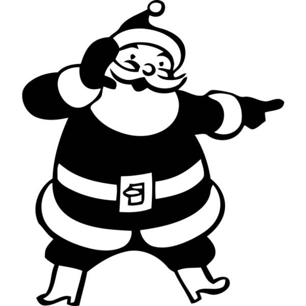 Transparent Santa Claus Black And White Drawing Line Art Headgear for Christmas