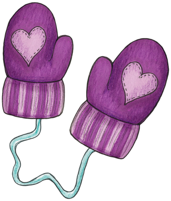 Transparent Mitten Snowman Glove Purple Violet for Christmas