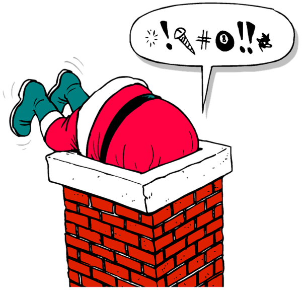 Transparent Santa Claus Chimney Fireplace Text Line for Christmas