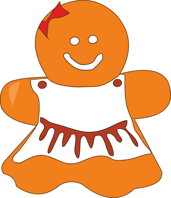 Transparent Christmas Cartoon Orange Facial expression for Gingerbread for Christmas