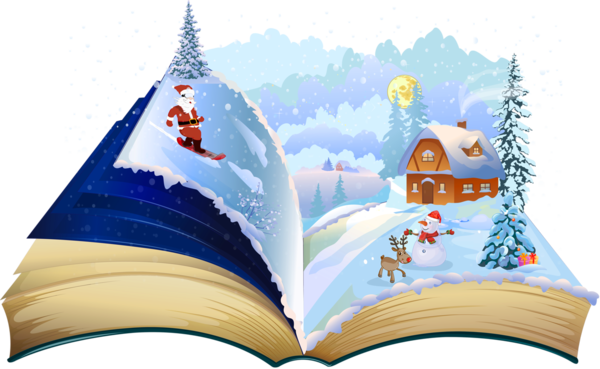 Transparent Christmas Book Santa Claus Sky for Christmas