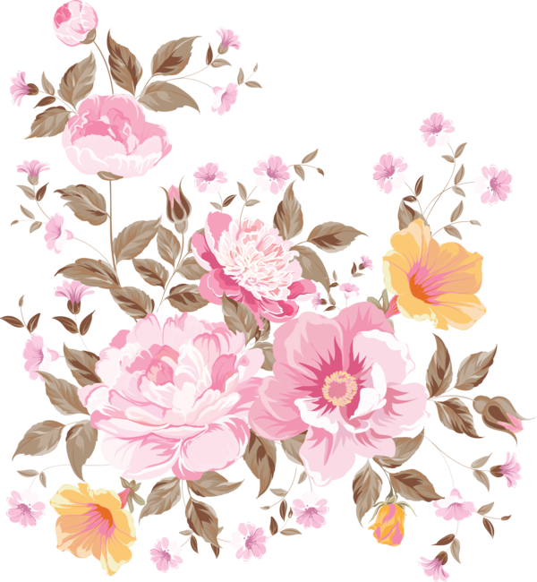 Transparent Floral Design Drawing Watercolor Painting Flower Pink for Valentines Day