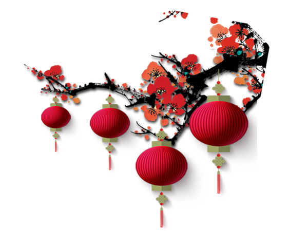 Transparent Chinese New Year Lantern Plum Blossom Red Christmas Ornament for New Year