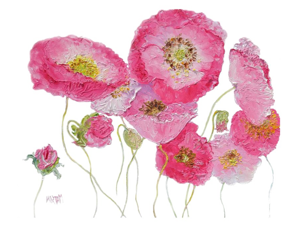 Transparent Painting Floral Design Canvas Print Flower Pink for Valentines Day