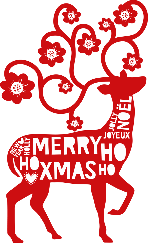 Transparent Christmas Line art for Reindeer for Christmas