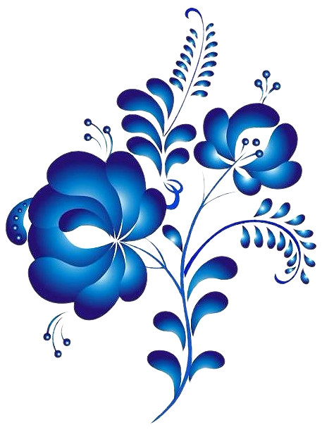 Transparent Ornament Painting Floral Design Flower Blue for Valentines Day