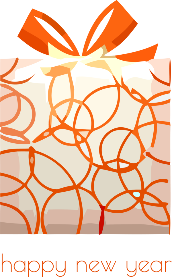 Transparent New Year Orange Text Line for New Year Gifts for New Year