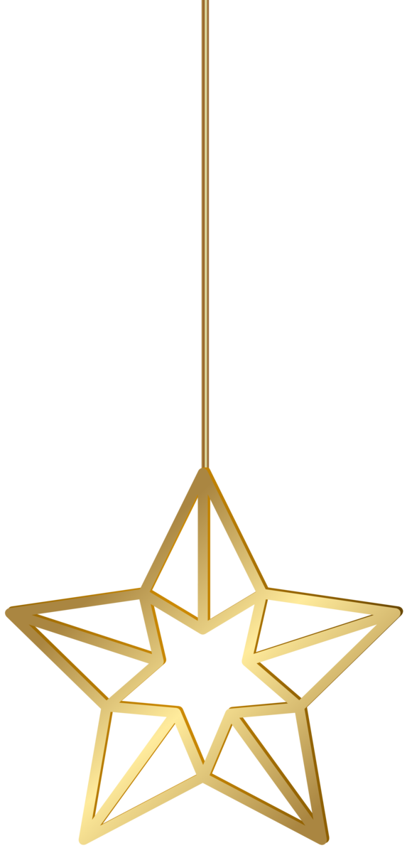 Transparent Hanging Star Gold Triangle Symmetry for Christmas