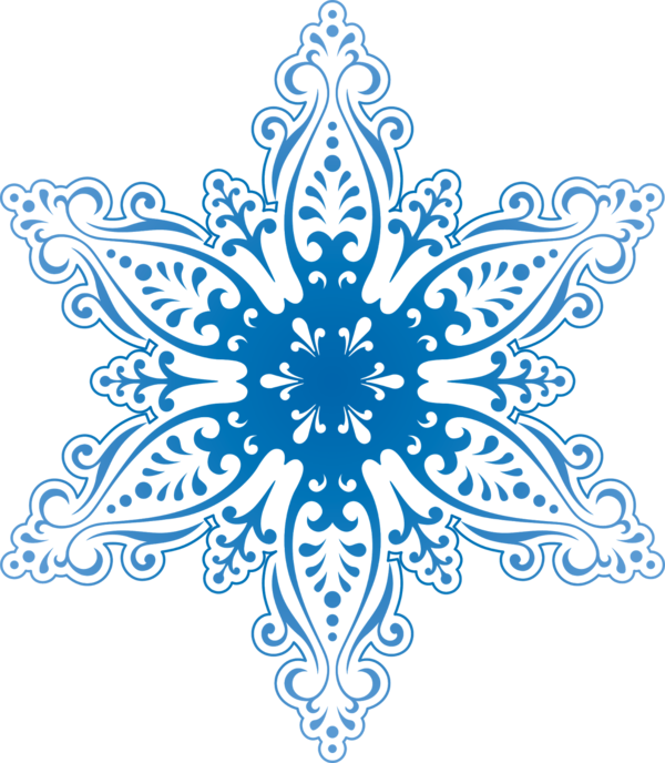 Transparent Snowflake Freezing Crystal Blue Line Art for Christmas
