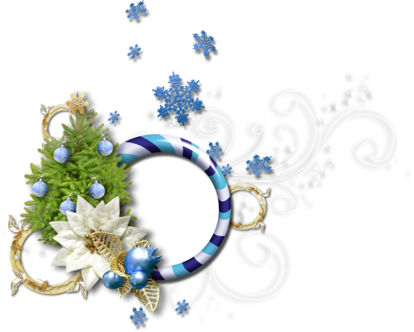 Transparent Snowflake Christmas Picture Frame Blue Flora for Christmas