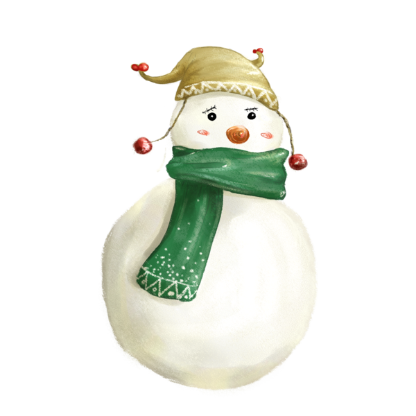 Transparent Watercolor Painting Cartoon Fukei Snowman Christmas Ornament for Christmas