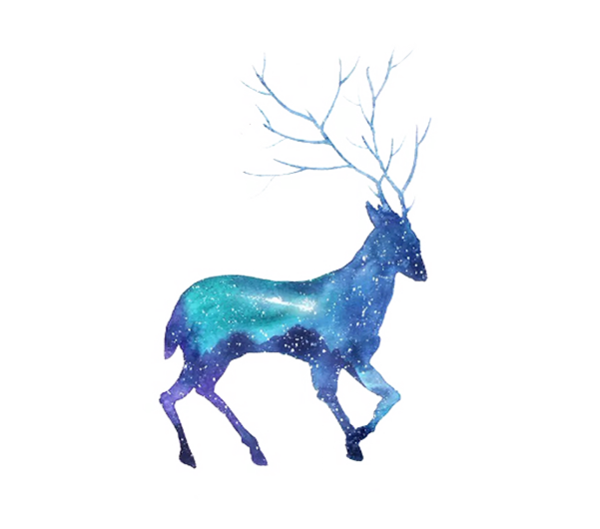 Transparent Deer Hoodie Blue Wildlife for Christmas