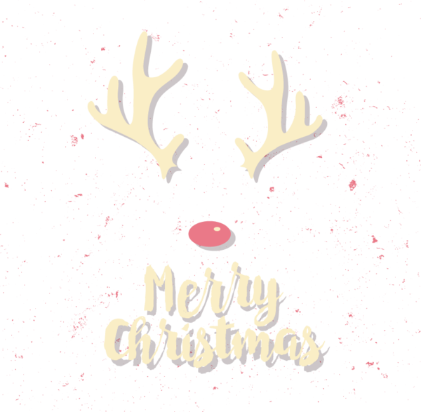 Transparent Reindeer Deer Antler Pink Square for Christmas